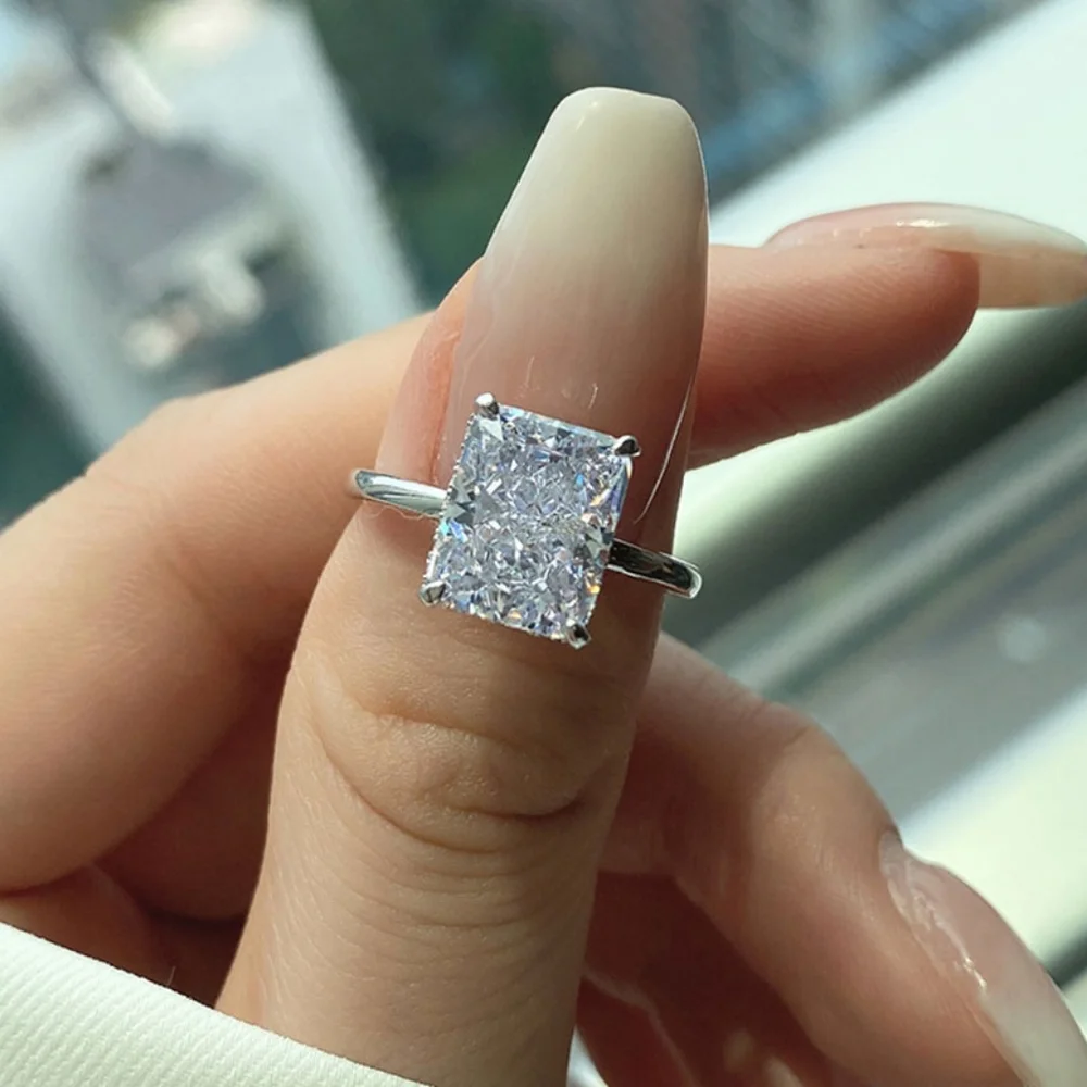 Sterling silver crushed ice cut diamond ring - Picture 4 of 7